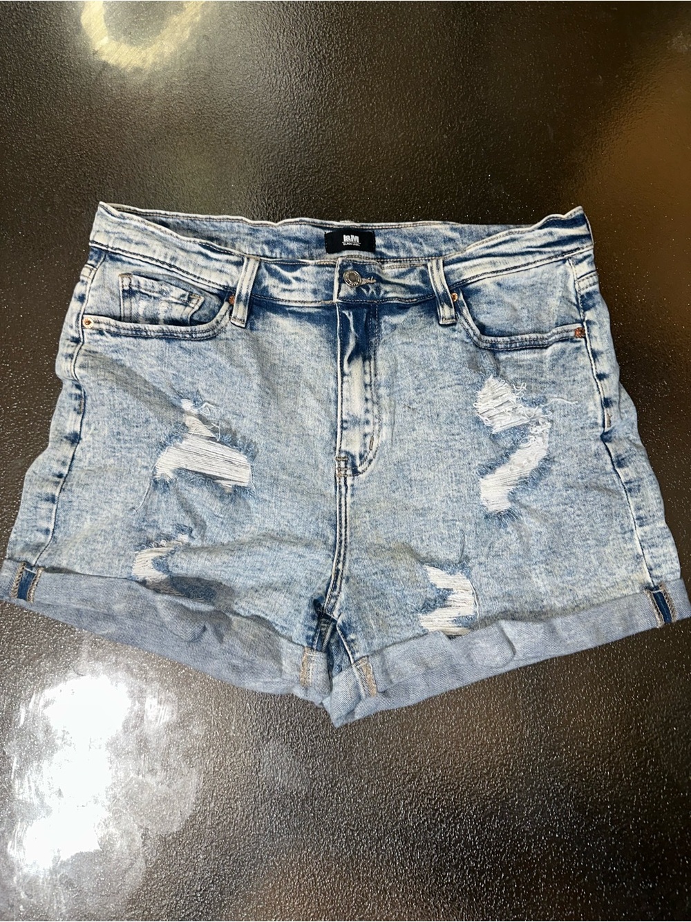 I&M Black Label "Olivia" High-Rise Distressed Denim Shorts-1X